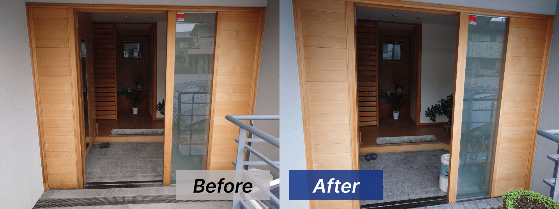 【愛知県豊明市】木製玄関扉のカビ取り･カビ対策