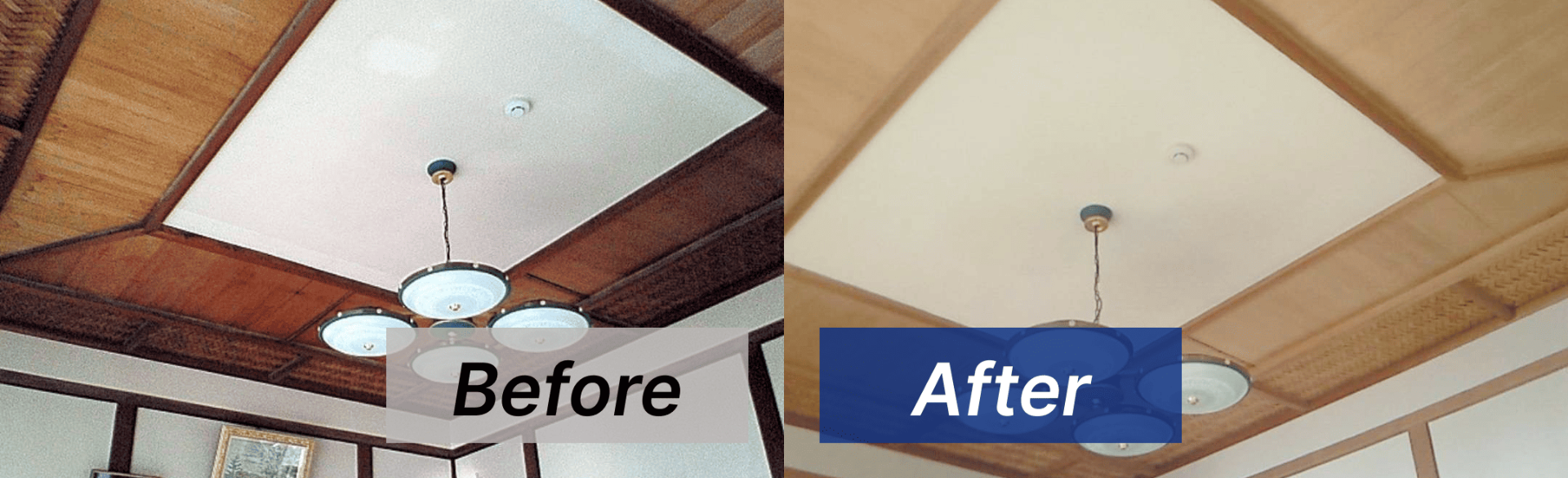 洋室の天井や柱をカビ取り