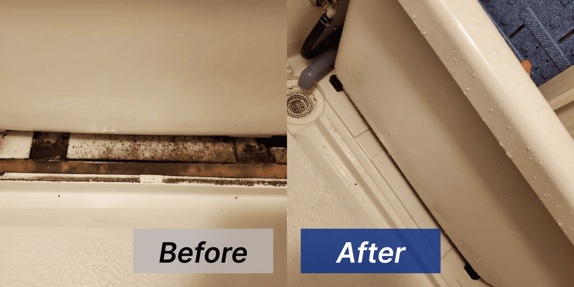 ユニットバス下の溝をカビ取り