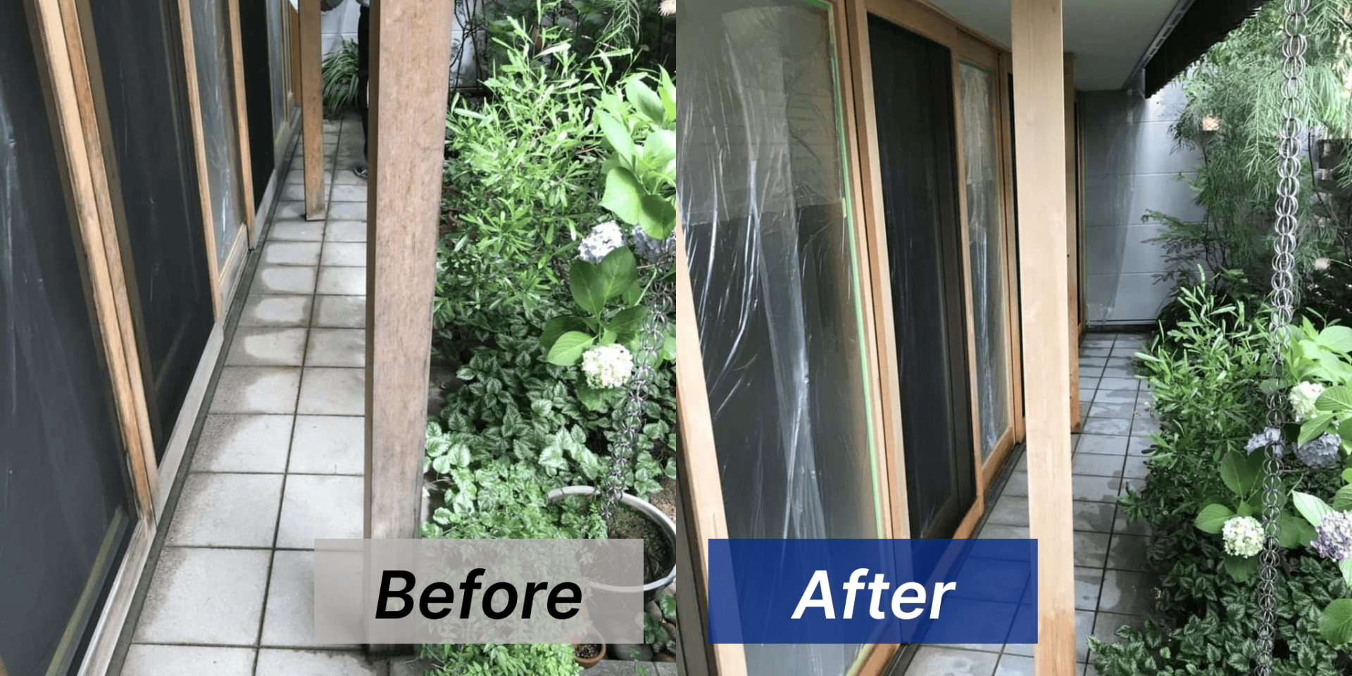 木製柱のカビ取り