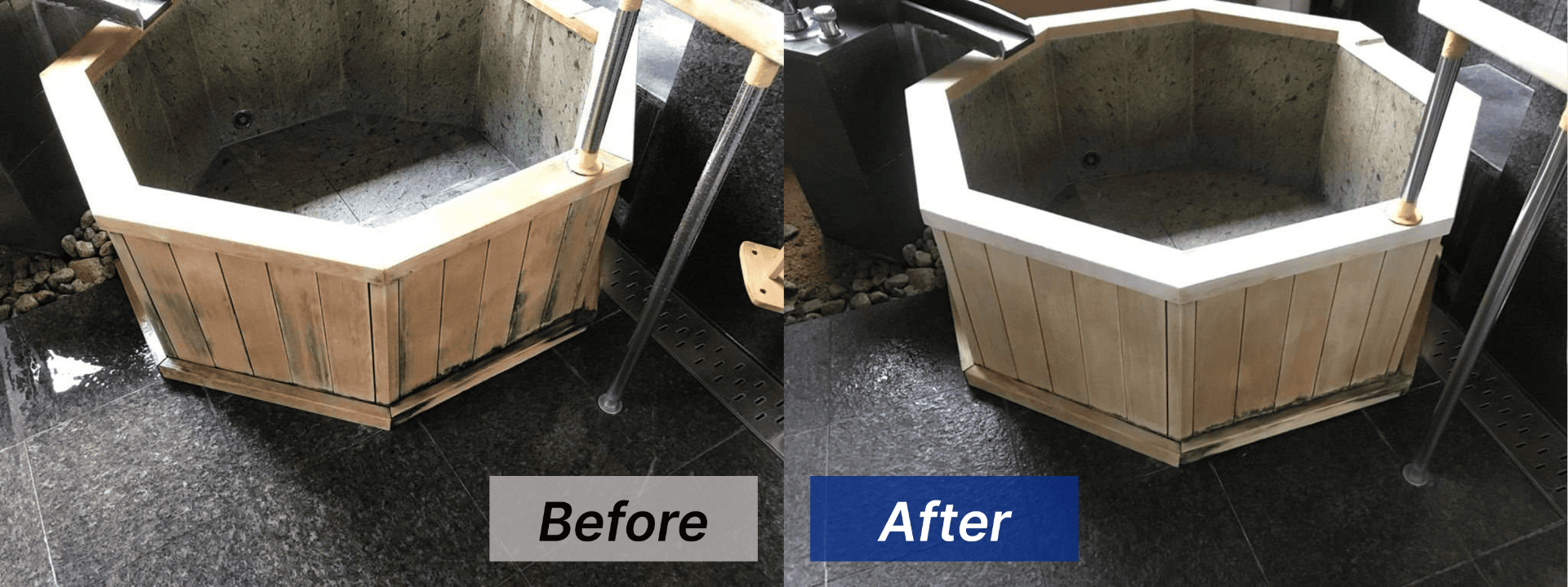 【宮崎県宮崎市】某旅館檜風呂のカビ取り