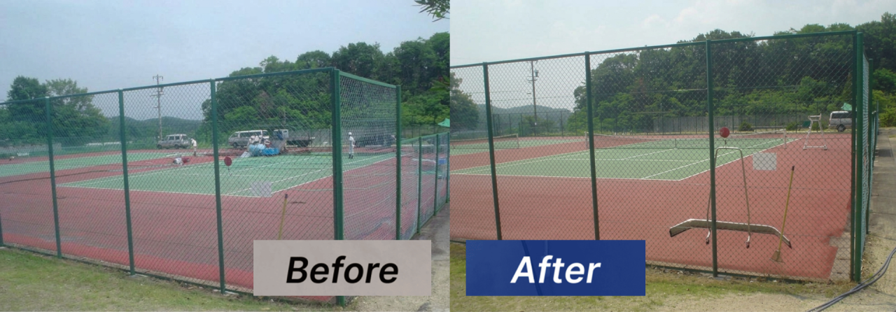 テニスコートのカビ取り