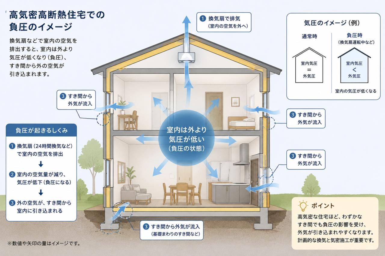 高気密住宅でカビが増える！？換気扇を増やす前に知るべき「負圧」と壁内結露の危険性