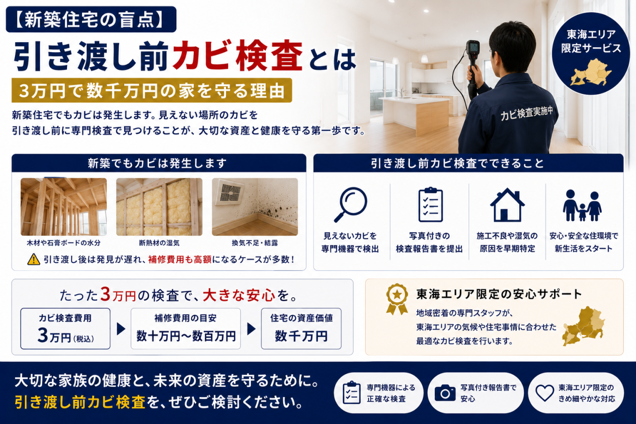 【新築住宅の盲点】引き渡し前カビ検査とは｜3万円で数千万円の家を守る理由【東海エリア限定】