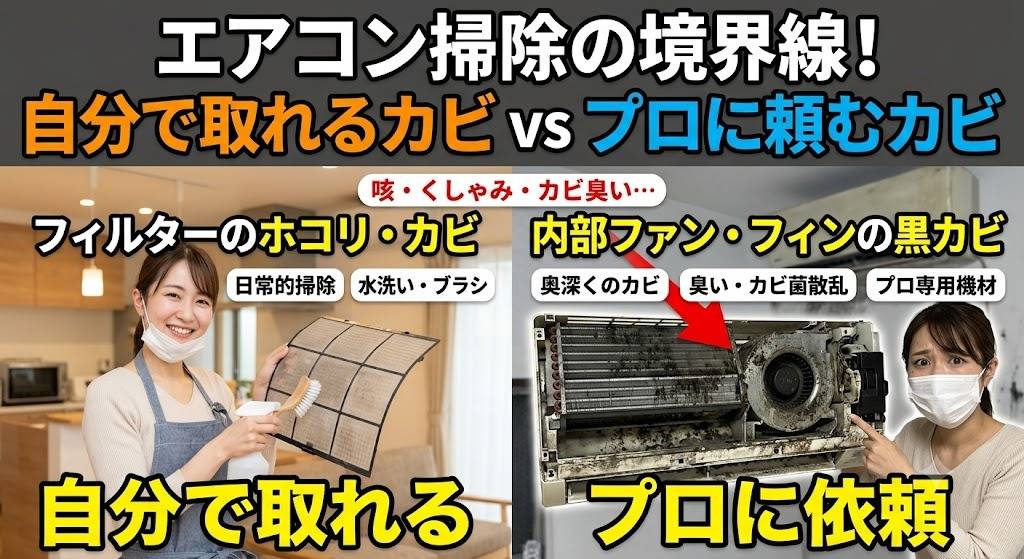 エアコンをつけると咳・くしゃみ・カビ臭い…その正体は内部カビ？自分で取れるカビ・取れないカビの境界線