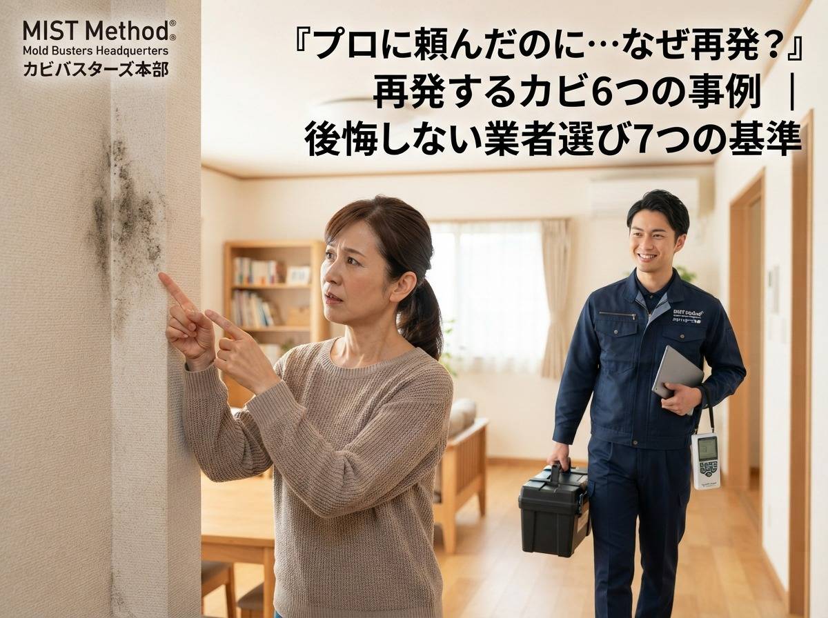 『カビ取り業者に頼んだのに再発した』相談事例6選|失敗する施工の共通点と、後悔しない業者選び7基準