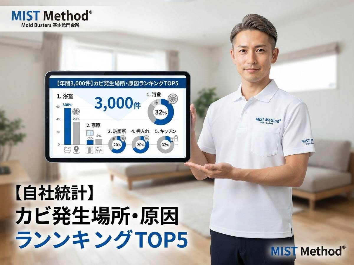【自社統計公開】年間3,000件の施工データで判明!カビ発生場所・原因ランキングTOP5|再発する住宅と再発しない住宅の違いとは?