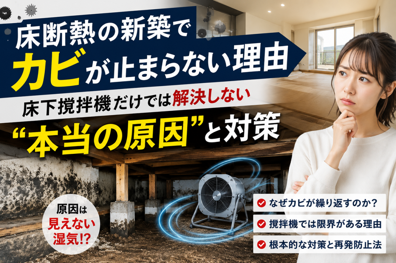 床断熱の新築でカビが止まらない理由|床下撹拌機だけでは解決しない“本当の原因”と対策