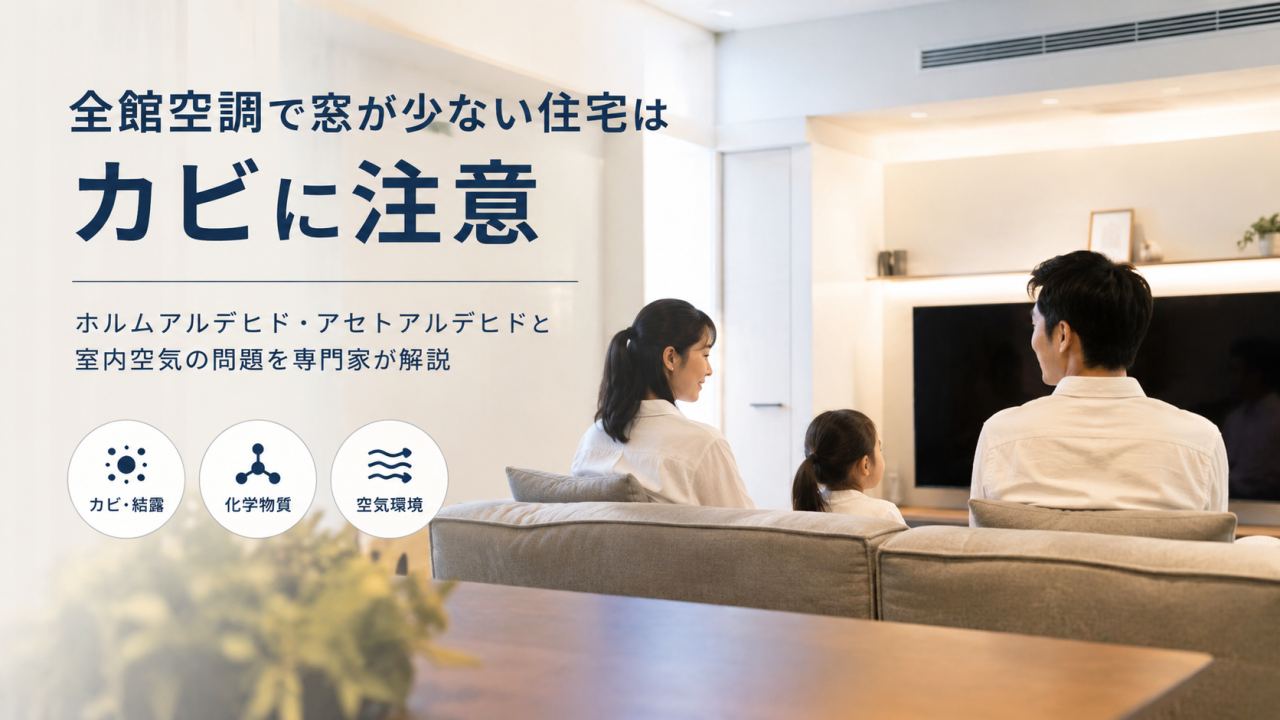 全館空調で窓が少ない住宅はカビに注意|ホルムアルデヒド・アセトアルデヒドと室内空気の問題を専門家が解説
