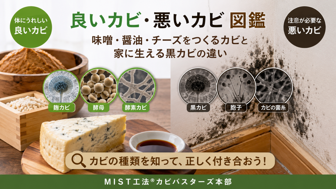 良いカビ・悪いカビ図鑑｜味噌・醤油・チーズをつくるカビと家に生える黒カビの違い