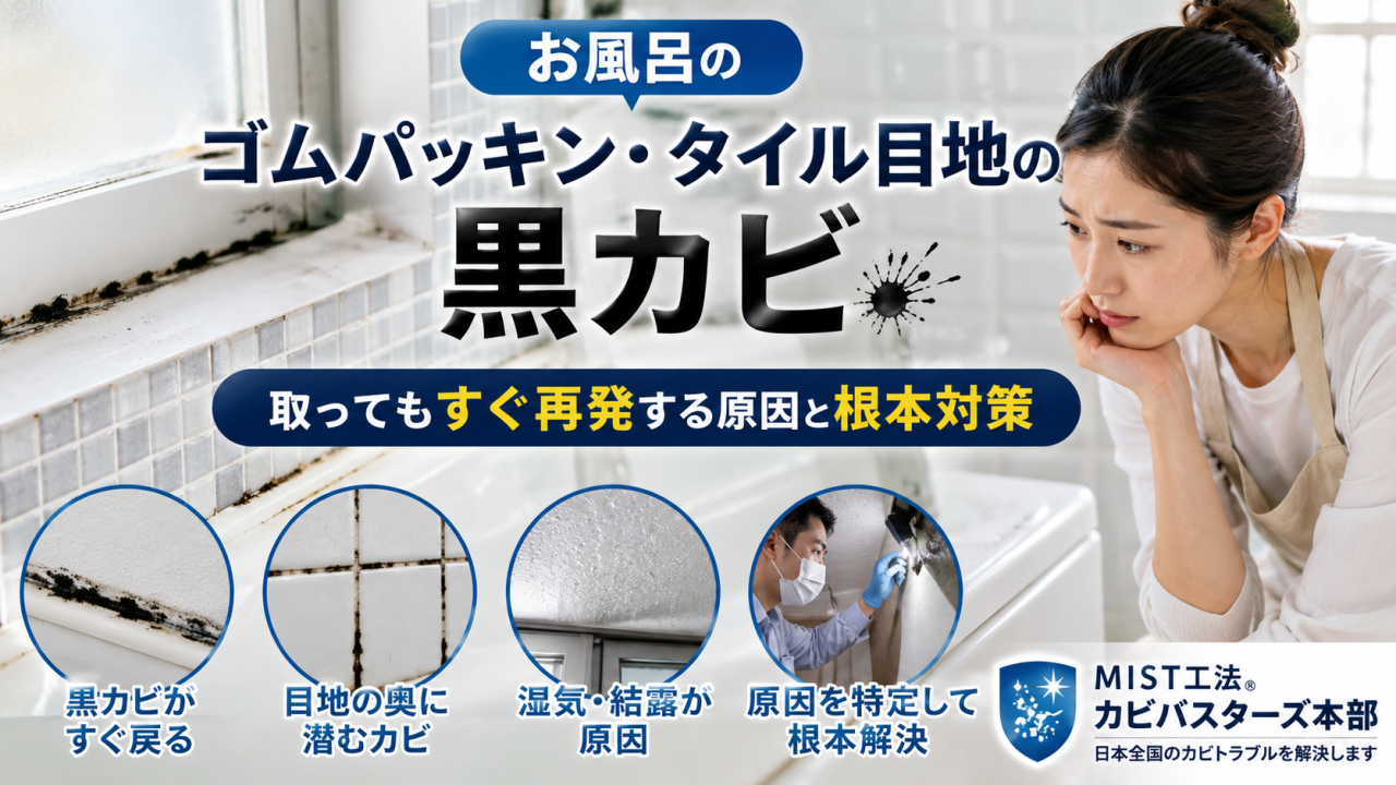 お風呂のゴムパッキン・タイル目地の黒カビ｜取ってもすぐ再発する原因と根本対策