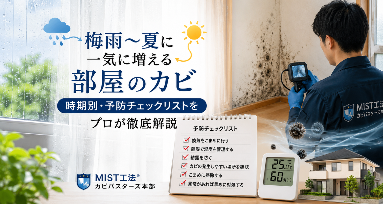 梅雨〜夏に一気に増える部屋のカビ|時期別・予防チェックリストをプロが徹底解説