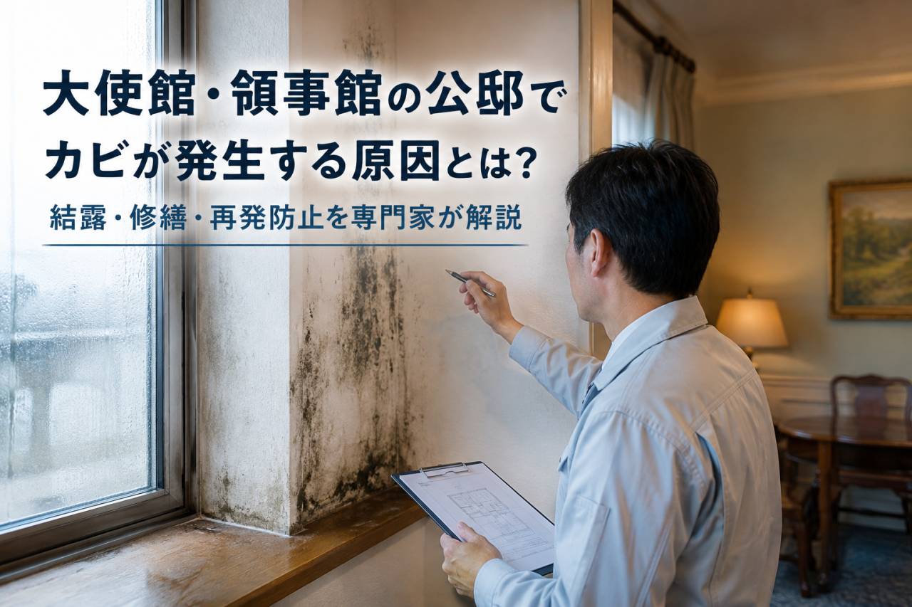 大使館・領事館の公邸でカビが発生する原因とは?結露・修繕・再発防止を専門家が解説