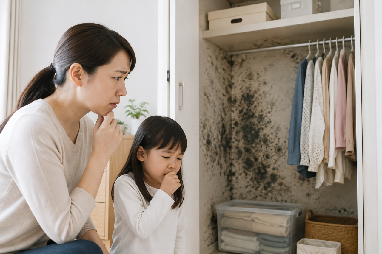子どもの咳とカビ|クローゼット発見時の対処