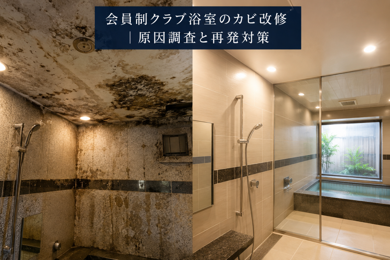 会員制クラブ浴室のカビ改修｜原因調査と再発対策