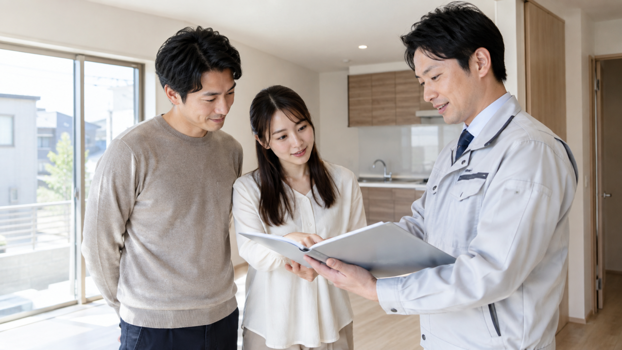 新築住宅の引渡し資料を確認する夫婦