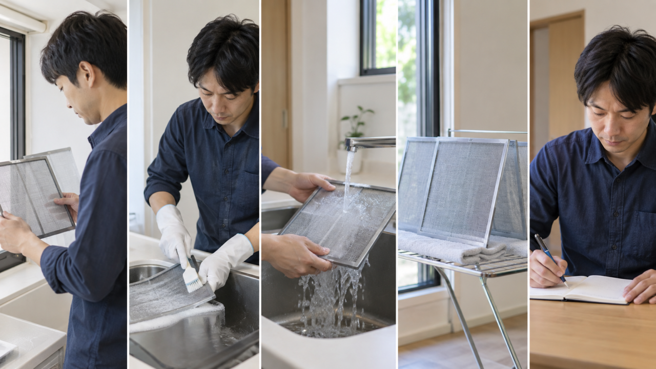 基本の流れは確認・処理・すすぎ等・乾燥・記録を確認する様子
