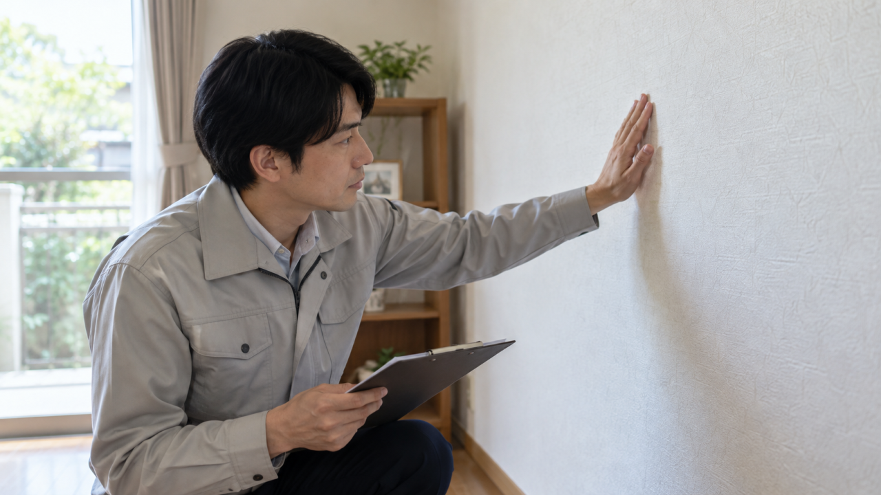 壁紙の掃除は種類と下地の状態を確認を確認する様子