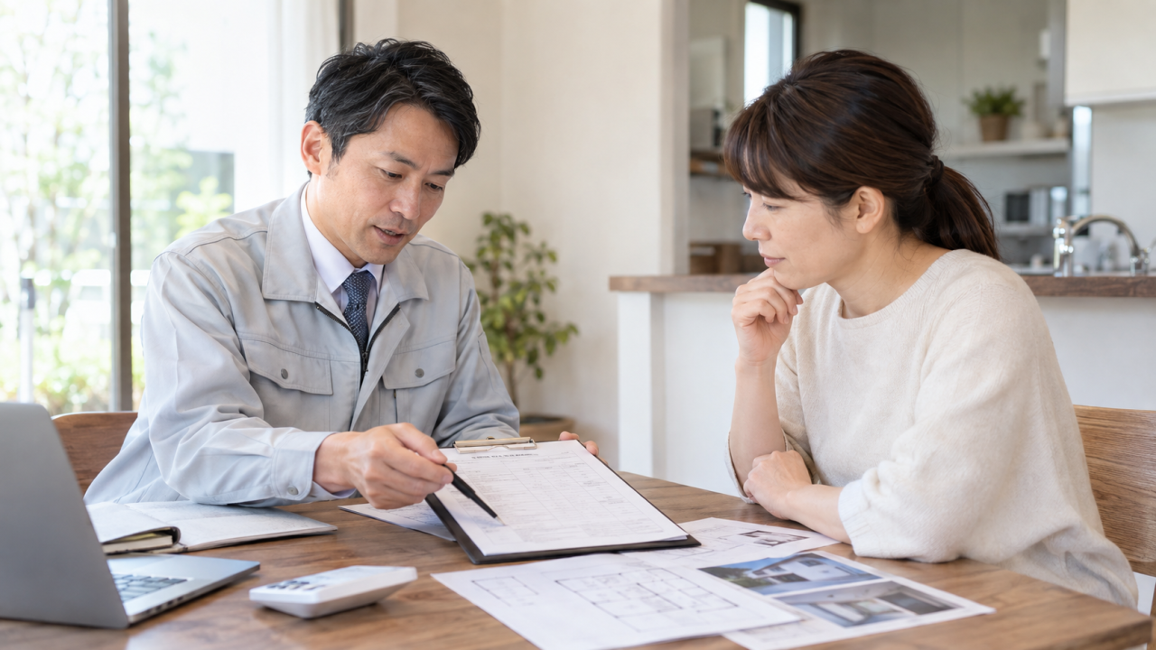 業者へ相談するときの見積もり確認事項を確認する様子