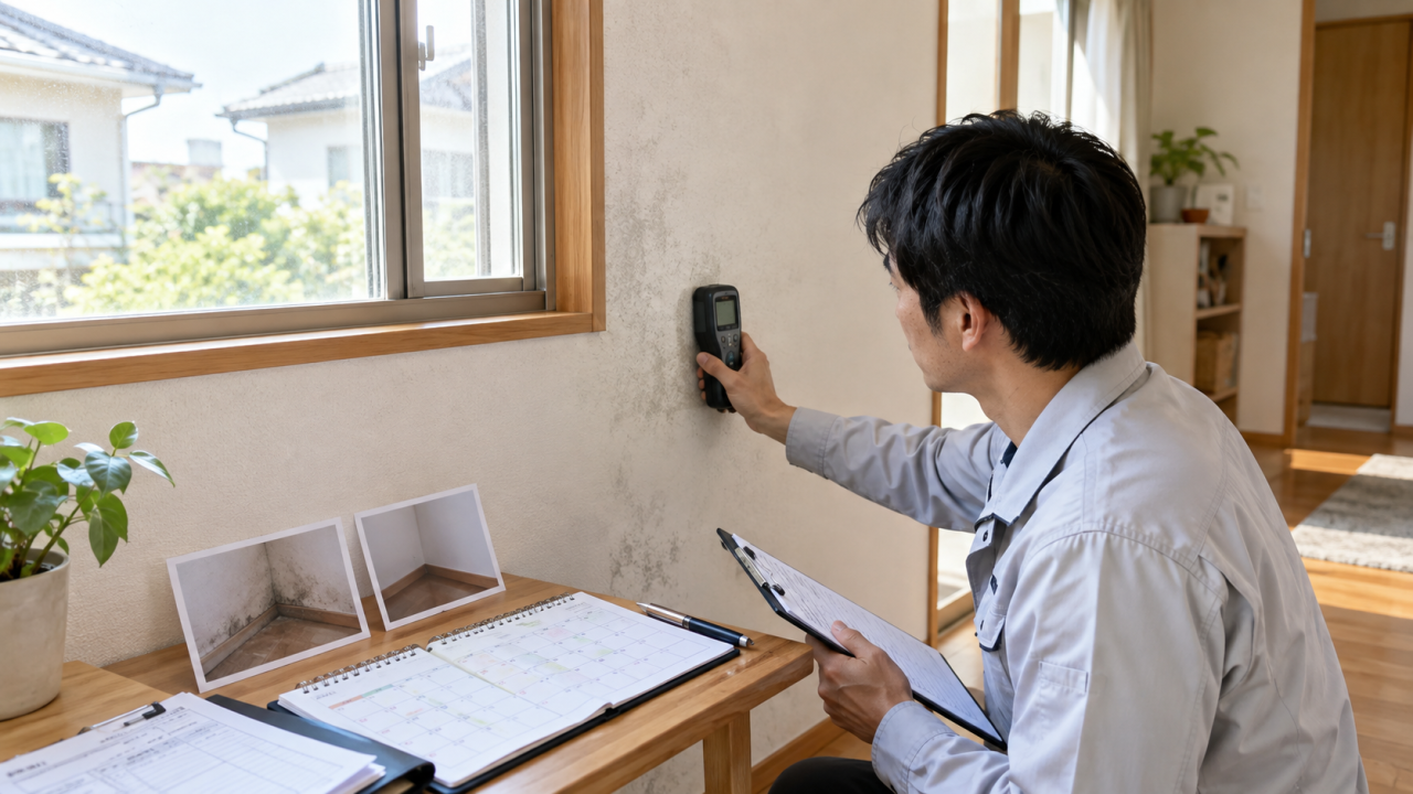 乾燥と日常管理を施工計画へ組み込むを確認する様子
