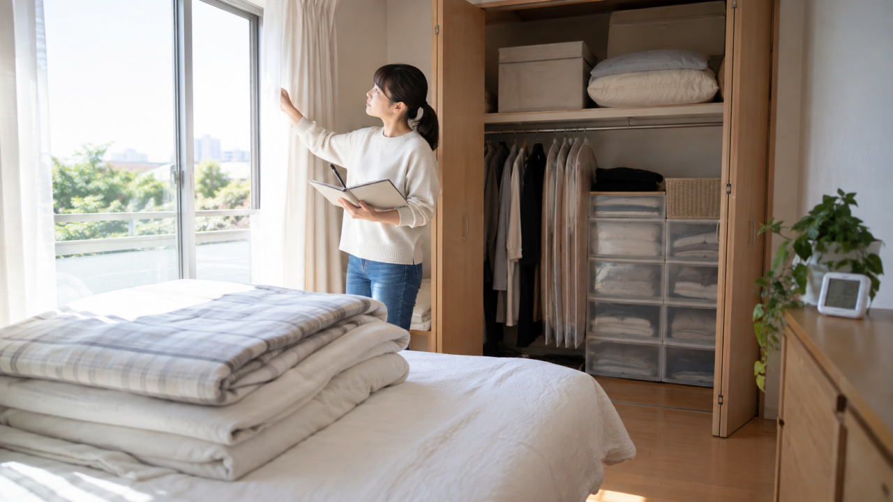 季節の切替と部屋の使用履歴を整理するを確認する様子