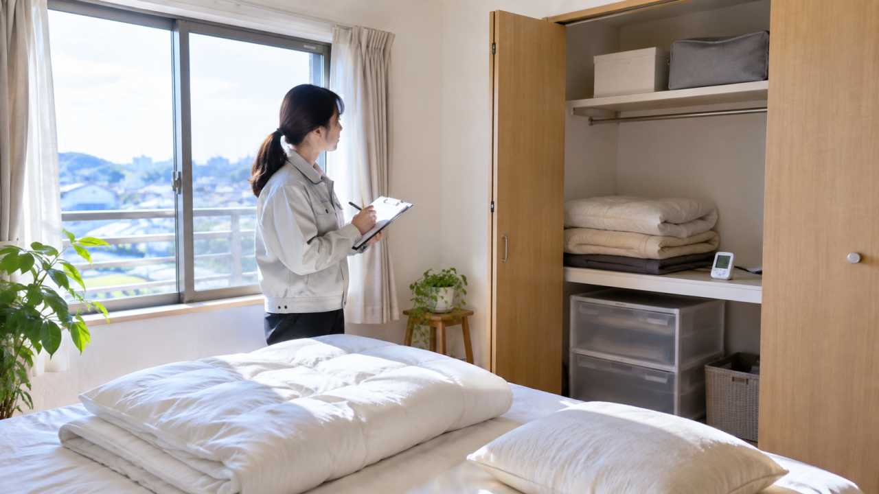 日野市の部屋・収納のカビでよくある質問を確認する様子