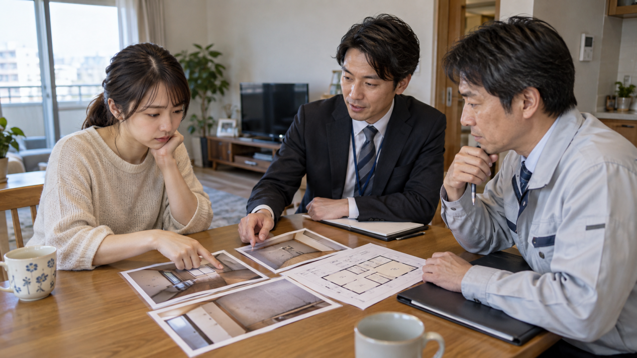 管理会社へ部屋の写真と間取りを共有する住民