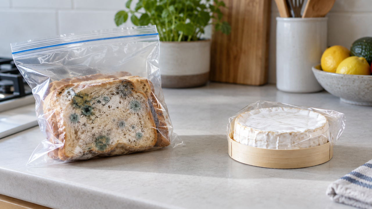 予定外のカビと管理された発酵食品の比較