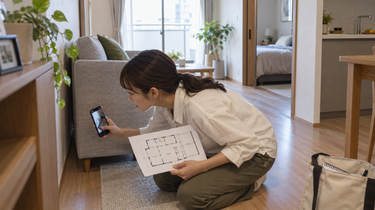 間取り図と写真でカビ臭の発生源を探す住民