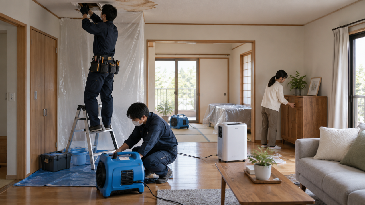 原因修理と乾燥による再発防止