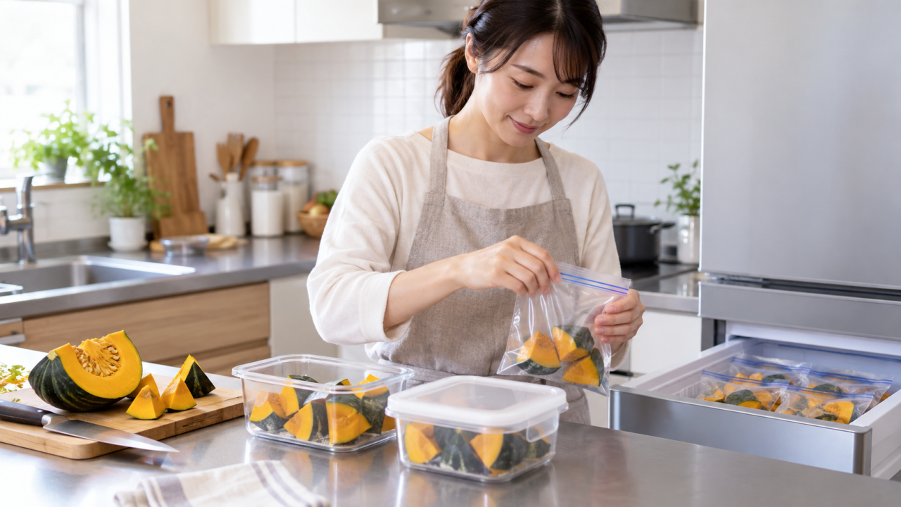 カットかぼちゃの冷蔵・冷凍保存