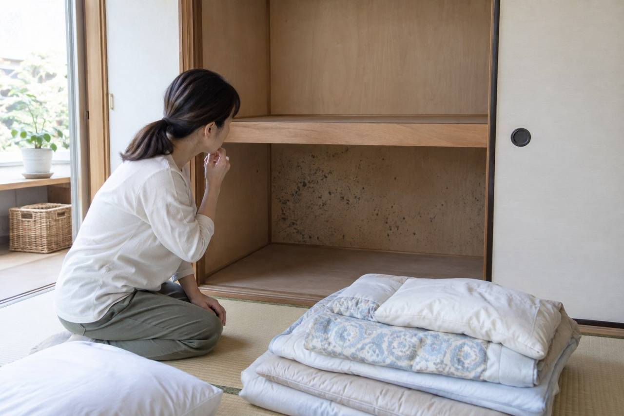 寝具を出して内部を確認できる押入れ