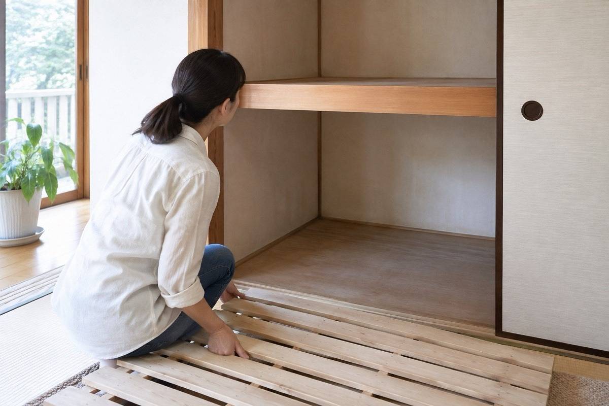 空にした押入れの奥とすのこ