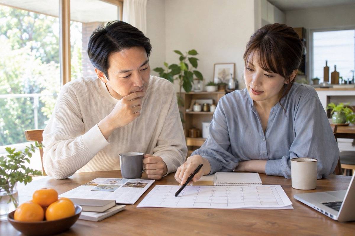 年末までの工程表を相談する場面