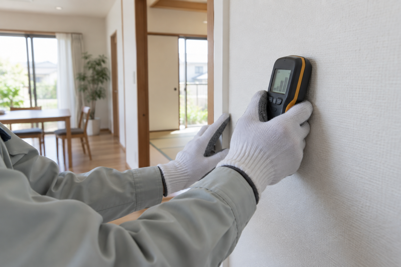 建材の含水率検査で壁内の見えない湿気を調べる理由