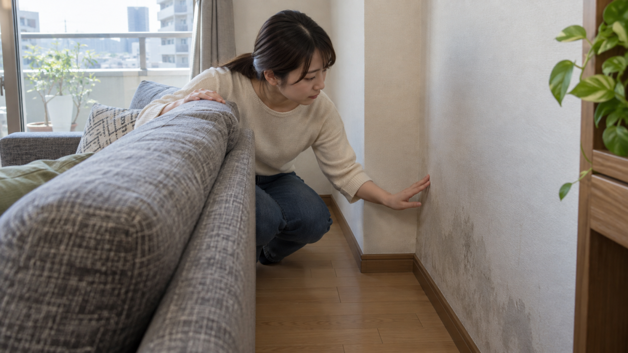 部屋の隅・家具の裏のカビ対策｜配置と結露の見直し