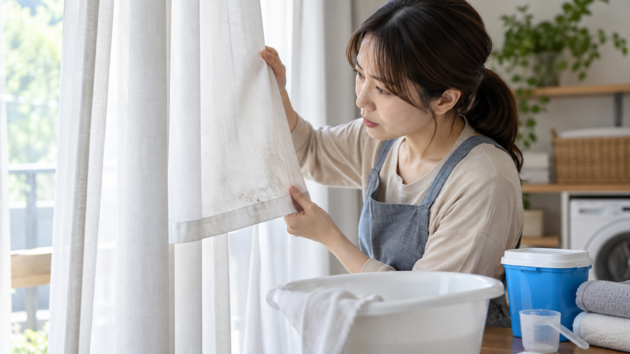 カーテンのカビ取り｜洗濯表示とオキシクリーンの注意点