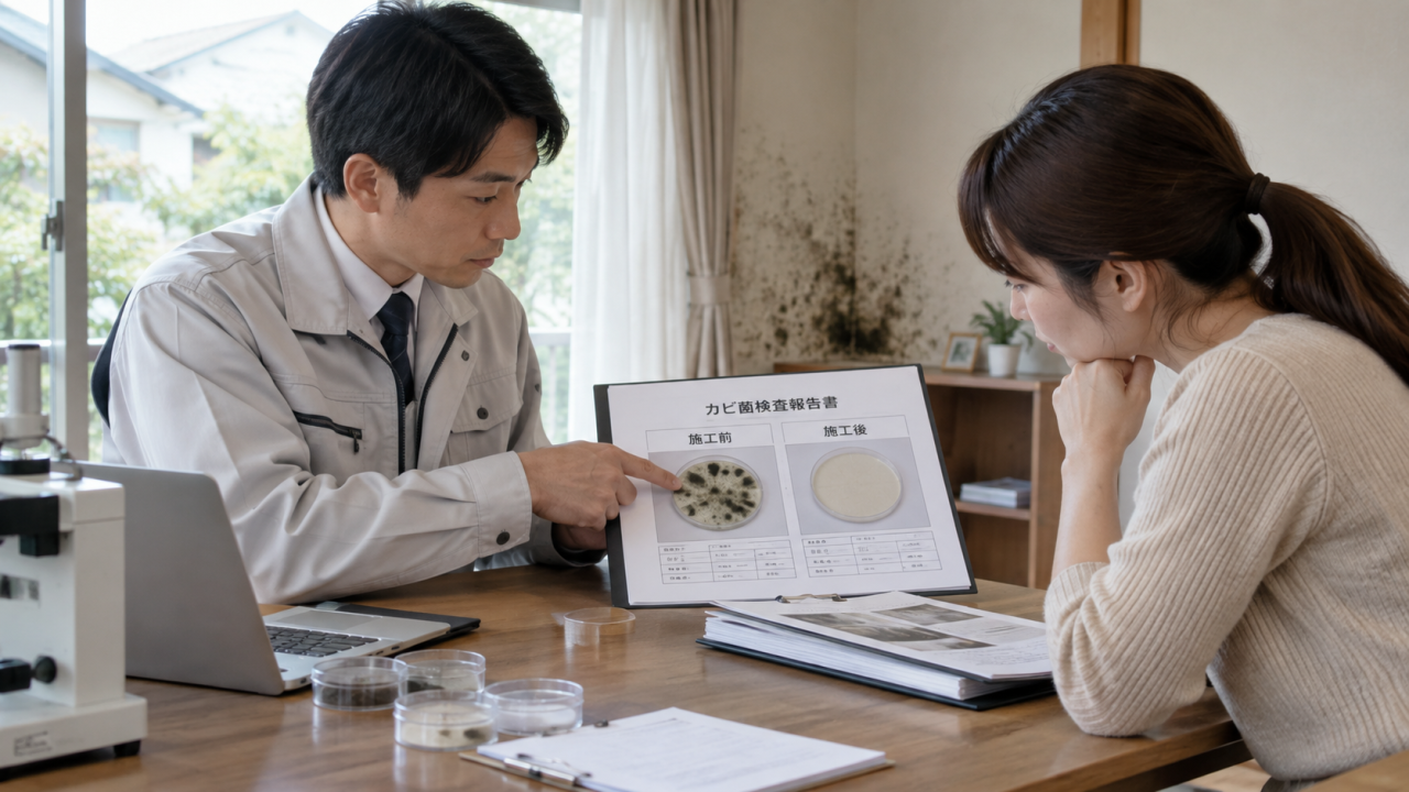 カビ菌検査の報告書の見方｜施工前後の比較と注意点