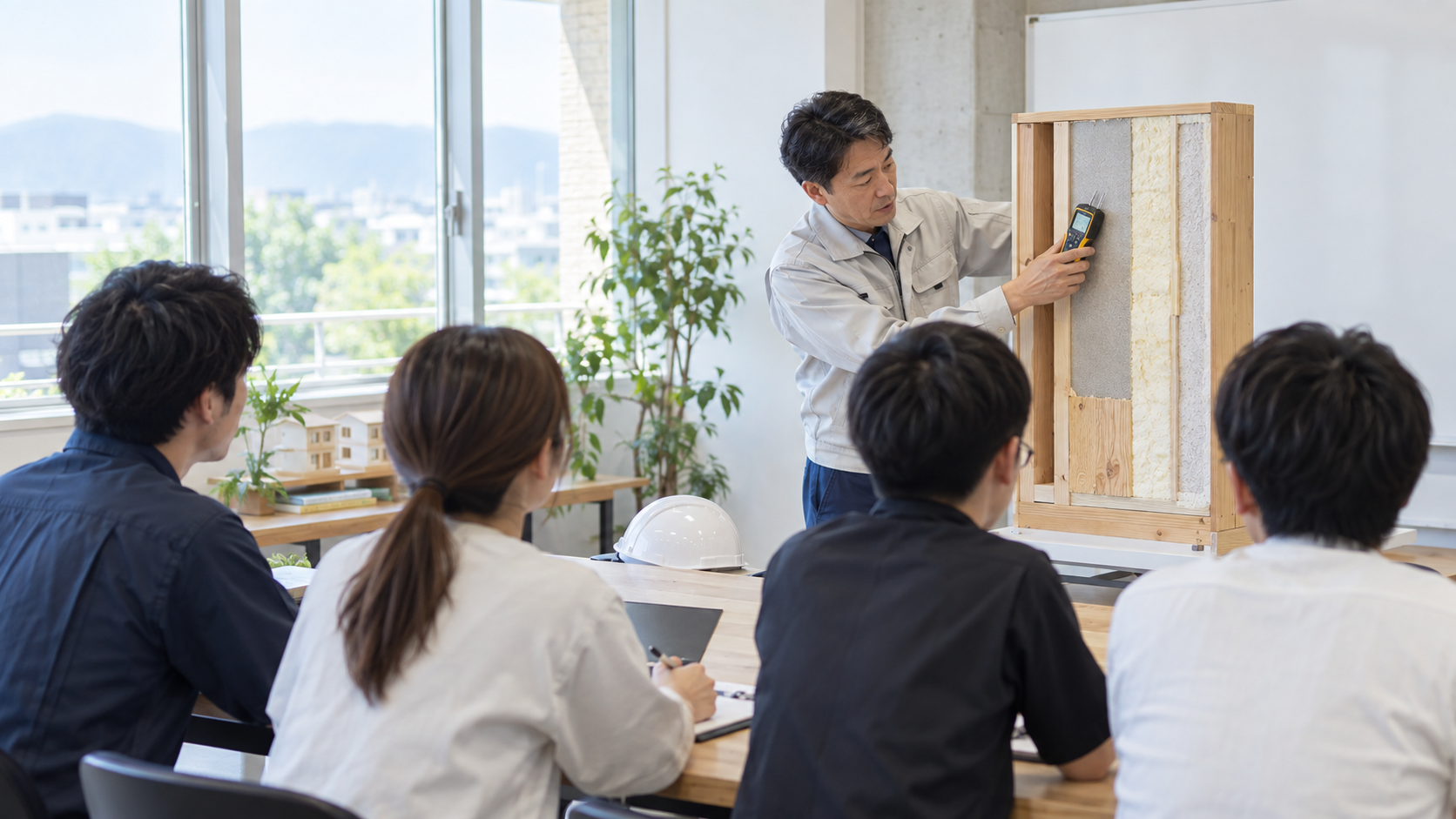 カビ取り研修で建物の水分調査を学ぶ講習室