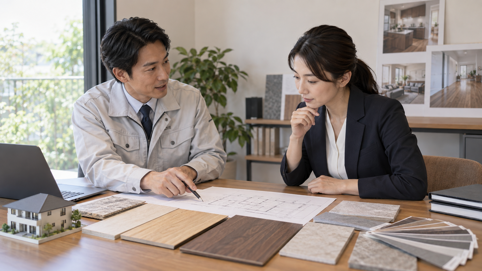 施工範囲と見積もりを相談する担当者