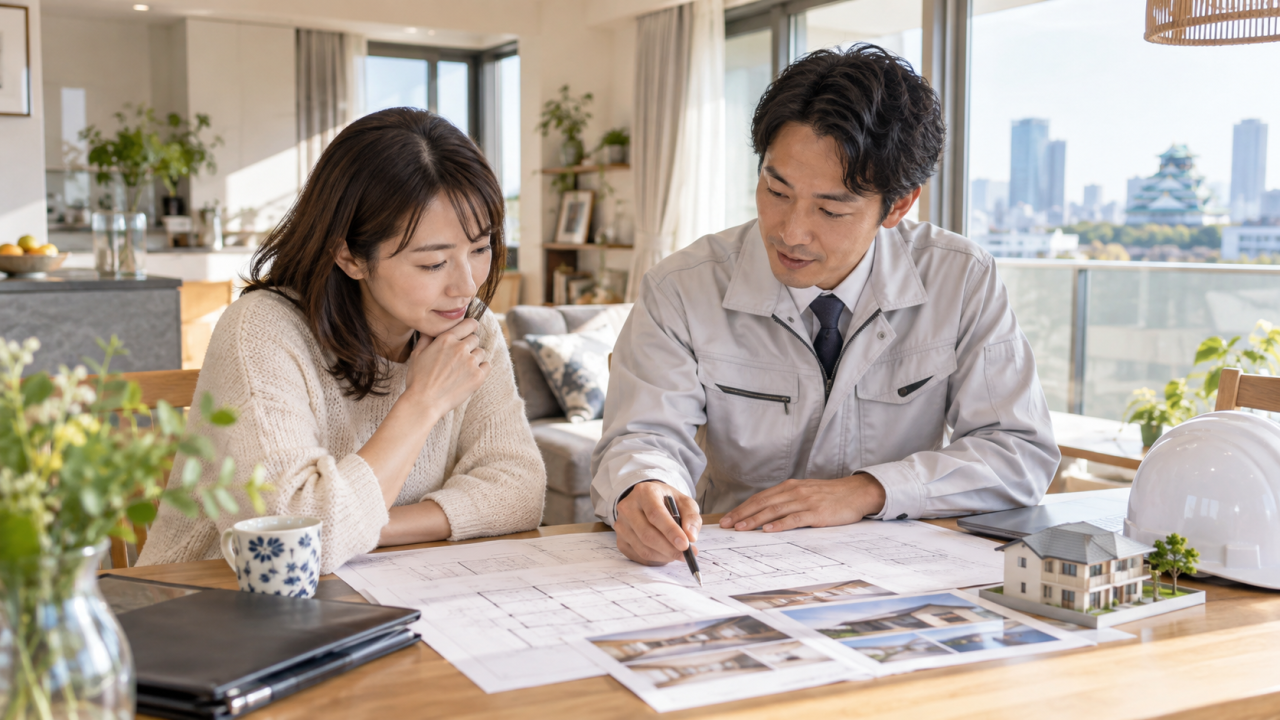 住宅の調査計画を相談する所有者と担当者