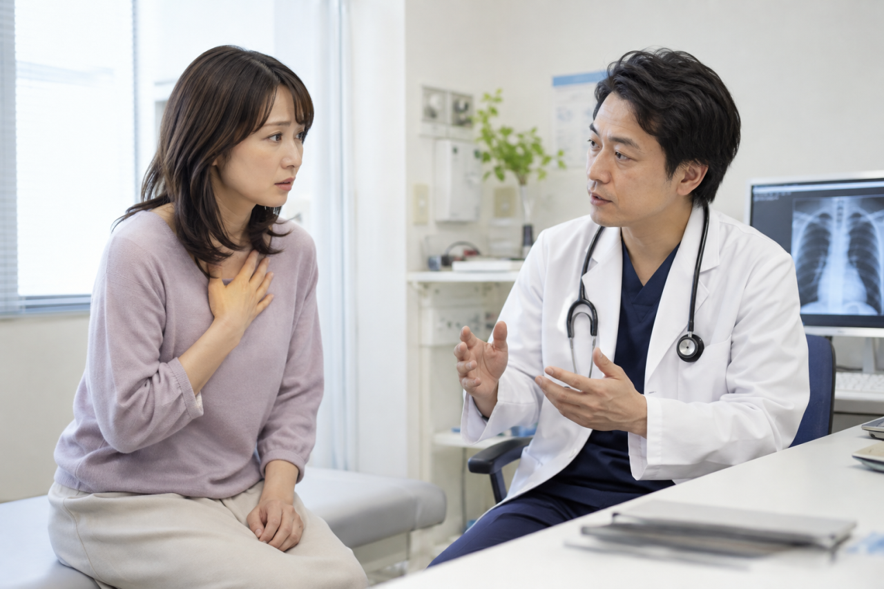 体調について日本人の医師に相談する日本人の患者
