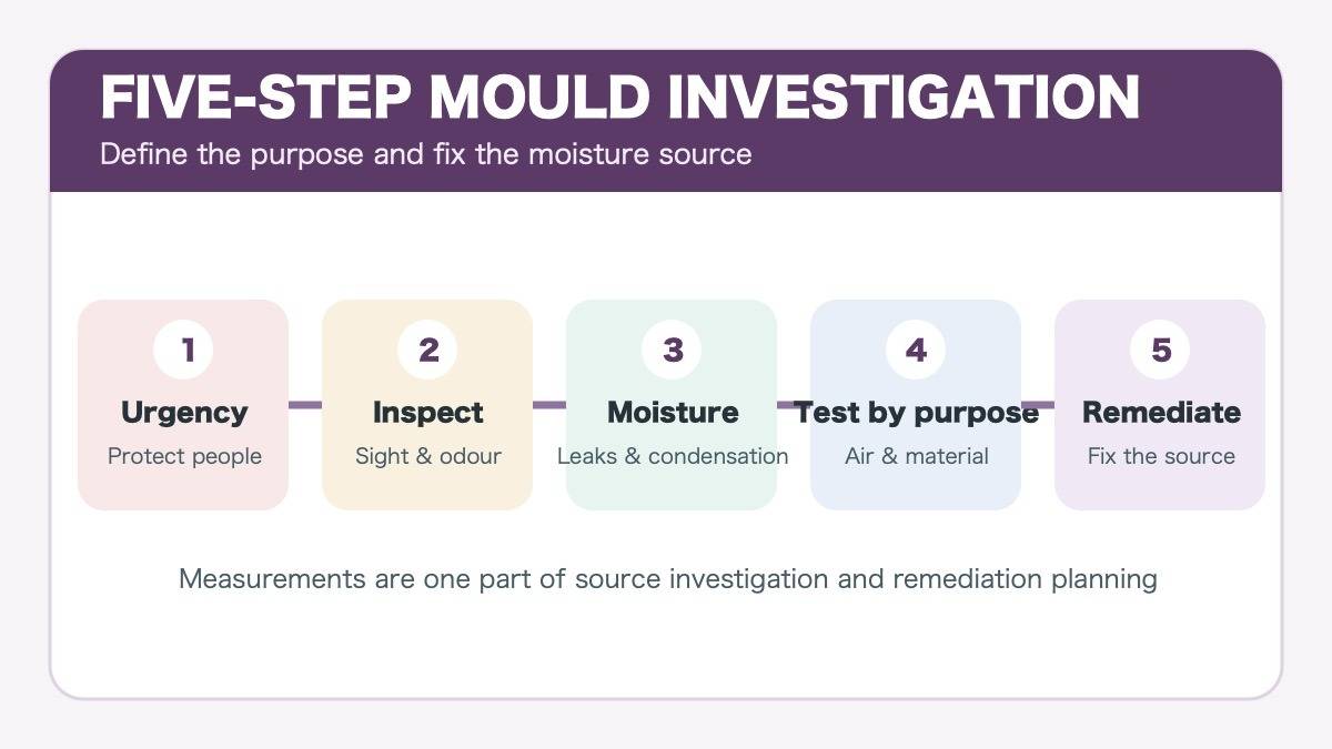 Five-step indoor mould investigation workflow