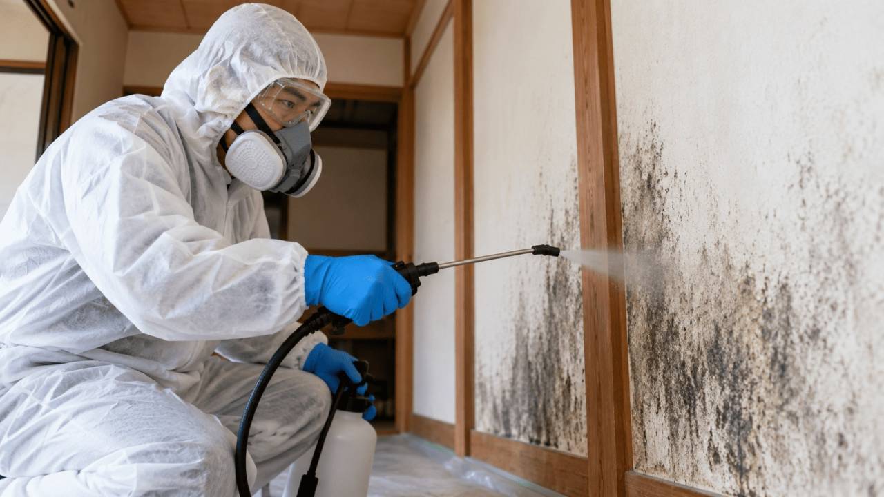 専門スタッフによる建物のカビ除去施工