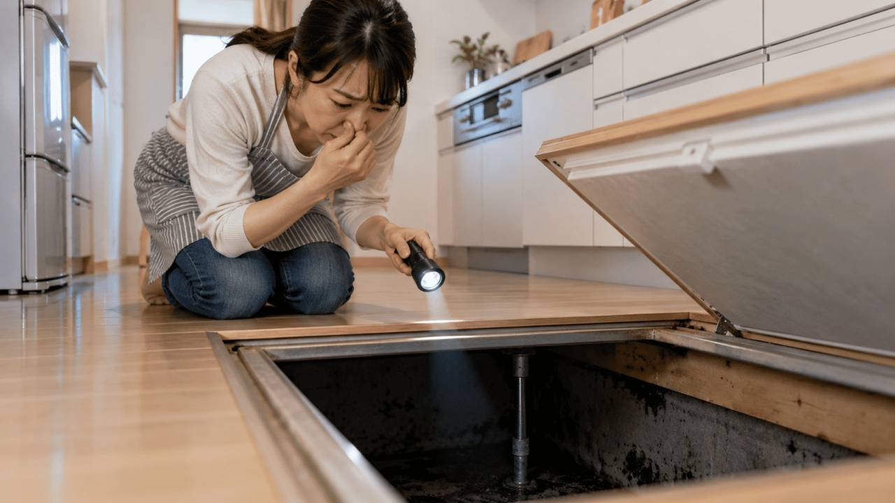 床下収納や点検口を開けた瞬間に広がる強烈なカビ臭…その異臭、放置していませんか？原因と見落としがちなリスクを徹底解説！
