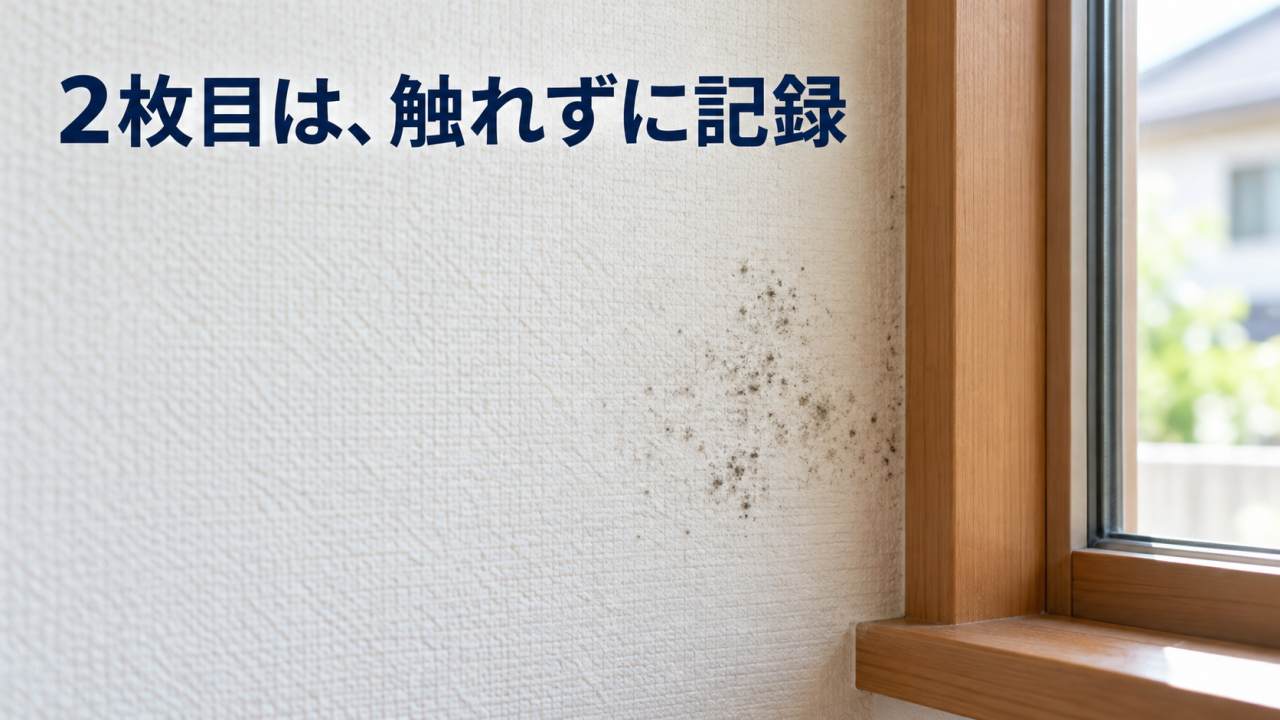 窓枠を残して壁の変色を写した近接写真のイメージ