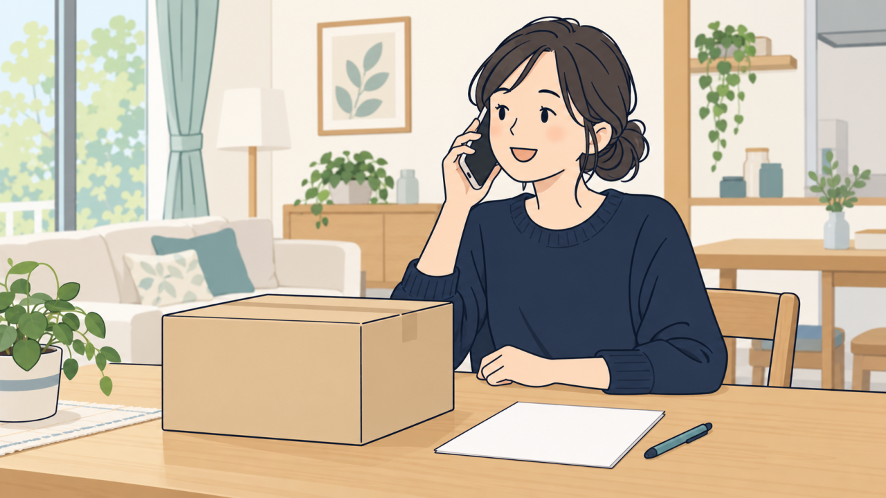 返却箱の状態と受取情報を保管業者へ連絡するイラスト