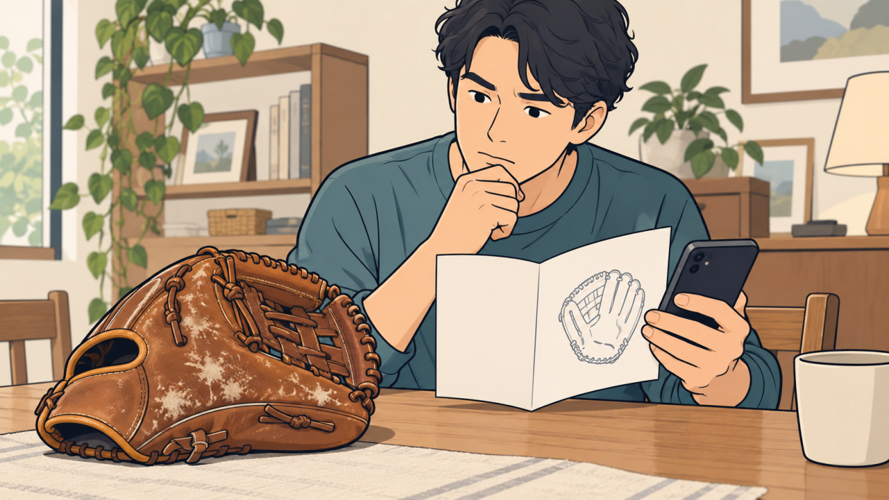 グラブの製品情報を確認するイラスト