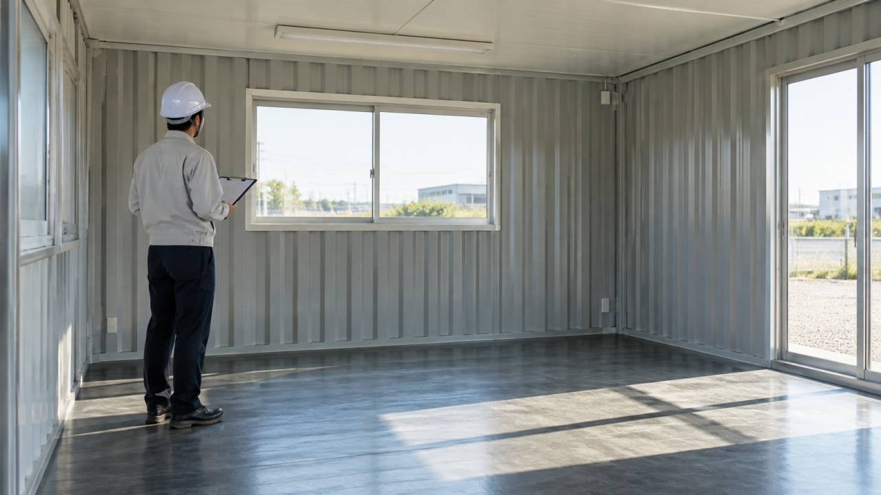 空室の壁や窓を無理のない範囲で目視確認するイメージ