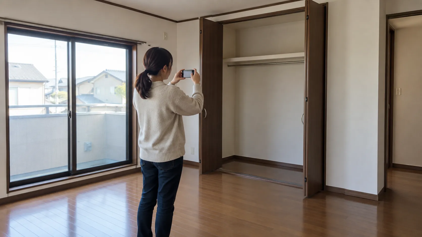 荷物搬入前の収納を撮影して記録する住人